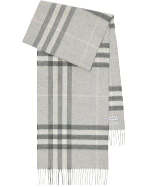 Burberry チェック カシミアスカーフ - グレー