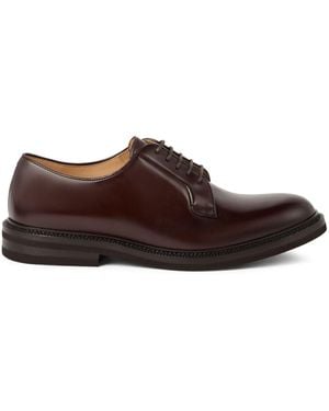 Brunello Cucinelli Lace-Up Leather Derby Shoes - Brown