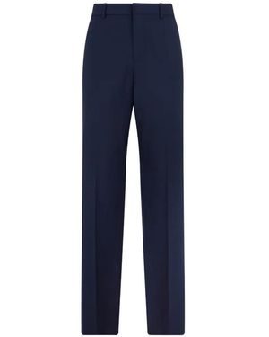 Billionaire Wide-Leg Wool Trousers - Blue