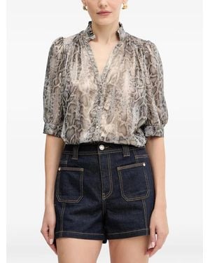 Morgan Camisa Con Estampado De Piel De Serpiente - Azul