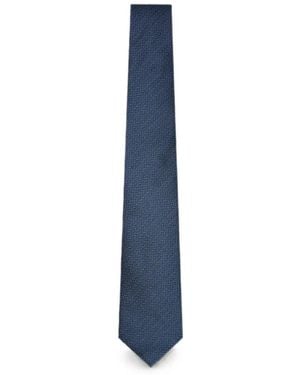 Canali Geometrisch Gemusterte Seidenkrawatte - Blau
