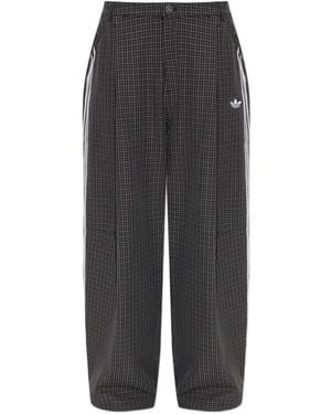 adidas Check-Pattern Wide-Leg Pants - Gray