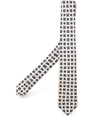 Kiton Geometric-Print Tie - White