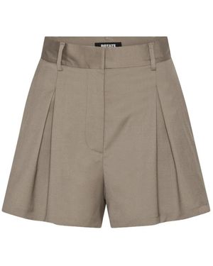 ROTATE BIRGER CHRISTENSEN High-Waisted Pleated Shorts - Brown