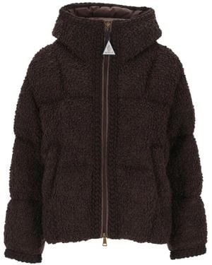 Moncler Cristallin Hooded Wool Blend Short Down Jacket - Black