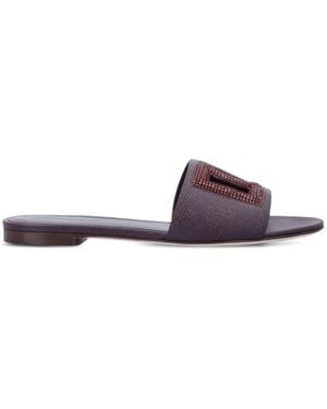 Dolce & Gabbana Chaussons En Daim Et Cuir De Veau Dauphine Plats - Red