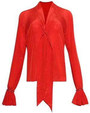 GRACE FAENA Ruffled Necktie Blouse - Red