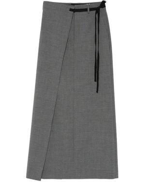 MM6 by Maison Margiela Wool-Blend Wrap Skirt - Grey
