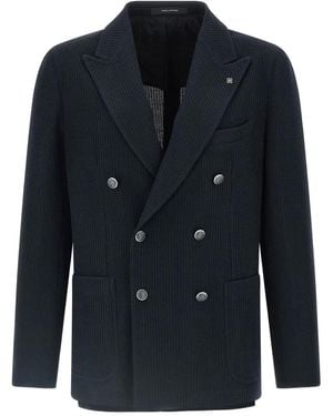 Tagliatore Ribbed Double-breasted Blazer - ブルー