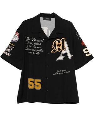 Amiri Varsity Patch Oversized Camp Shirt - Black