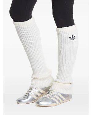adidas Logo-Embroidered Ribbed Leg Warmers - Black