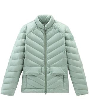 Woolrich シェブロンキルティング パデッドジャケット - グリーン