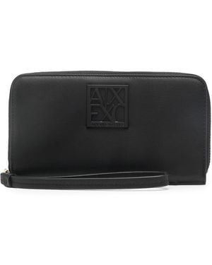 ARMANI EXCHANGE Logo-Plaque Zip-Up Purse - Black