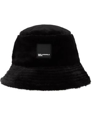 Karl Lagerfeld エコファー バケットハット - ブラック