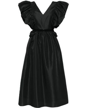 Saiid Kobeisy Ruffled Taffeta Midi Dress - Black