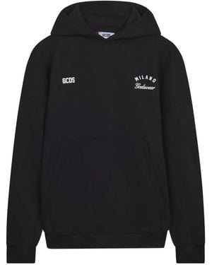 Gcds Felpa Con Coulisse, Logo E Cappuccio - Nero