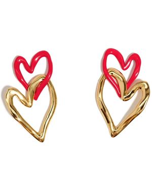 Bimba Y Lola ダブルハート ピアス - レッド