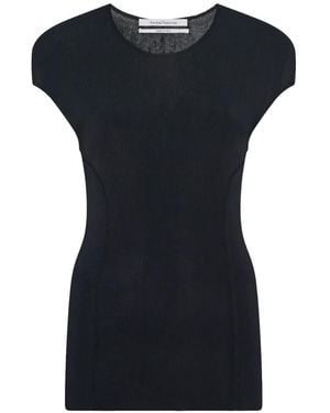 Another Tomorrow Seamed Fitted Top - Black