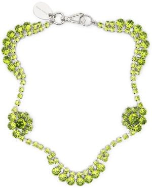 Simone Rocha Crystal-Flower Necklace - Green
