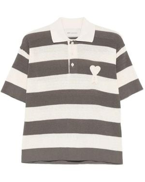 Ami Paris Polo Ami De Coeur A Rayas - Gris