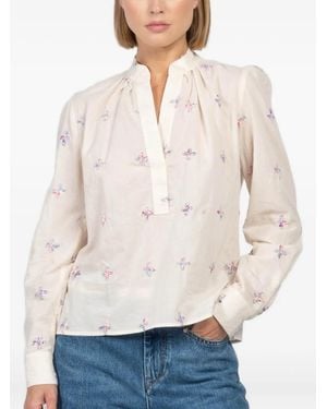 CISSA Embroidered Puff-Sleeve Tunic - Natural