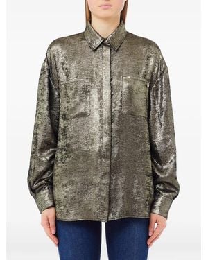 Liu Jo Metallic-Effect Chest-Pockets Shirt - Gray