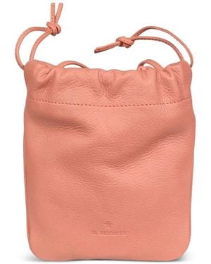 Il Bisonte Drawstring Leather Bucket Bag - Pink