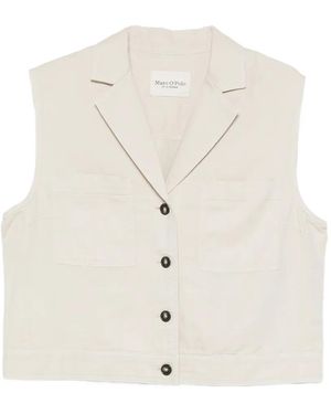 Marc O' Polo Button-Up Notched-Lapels Gilet - White