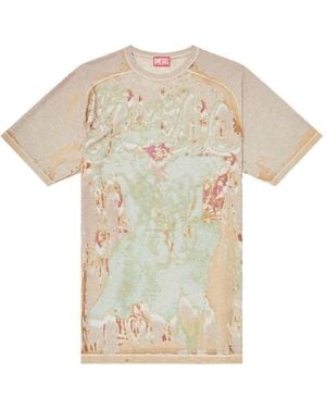 DIESEL Distressed Abstract Print T-Shirt - White