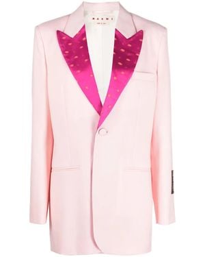 Marni Blazer Monopetto Con Revers A Lancia - Rosa