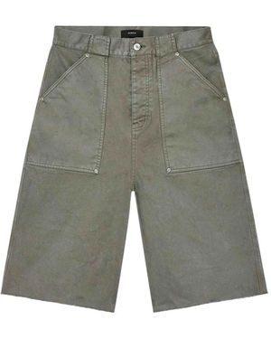 Purple Brand Cotton-Twill Raw-Cut Shorts - Grey