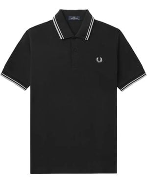 Fred Perry Laurel-Wreath Striped Polo Shirt - Black
