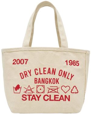 Dry Clean Only Logo-Print Mini Tote Bag - Pink