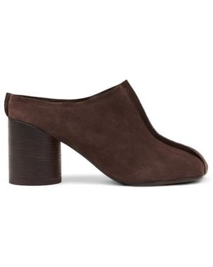 MM6 by Maison Margiela Suede Anatomic Stitch Toe Mules - Brown