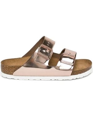 Birkenstock メタリック ダブルバックル サンダル - ブラウン