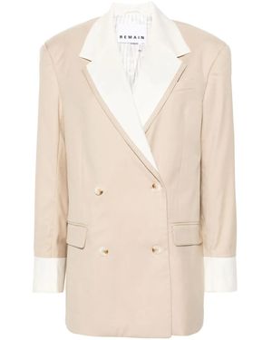 Remain Two-Tone Double-Breasted Blazer - Natural