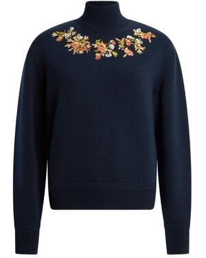 Bally Embroidery-Detail Turtleneck Sweater - Blue