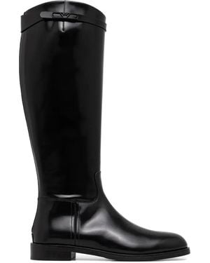 Emporio Armani Logo-Strap Boots - Black