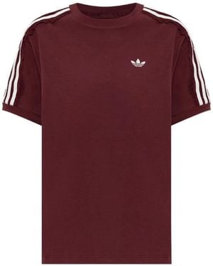 adidas Lace-Trim Side-Stripe T-Shirt - Red
