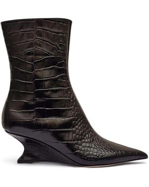 Paris Texas Nina Crocodile-Effect Sculpted Boots - Black