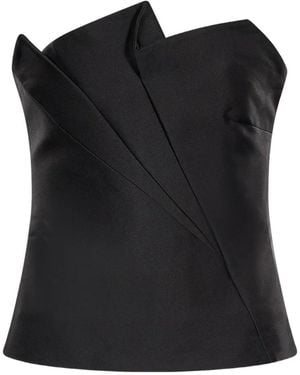 Roland Mouret Bustier Crop À Design Plissé - Black