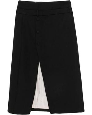 Sandro Split-Front Midi Skirt - Black