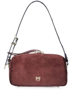 Pinko Bauletto Trittico Suede Shoulder Bag - Purple