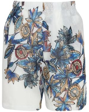 Amir Slama Pantalones Cortos Con Motivo Floral - Azul