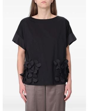 MEIMEIJ Floral-Appliqué Blouse - Black