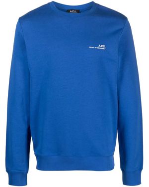 A.P.C. Felpa Item Con Stampa - Blu