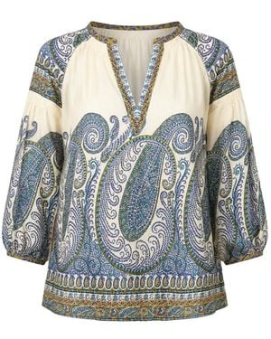 BOTEH Arcadia Paisley Smock Blouse - Blue