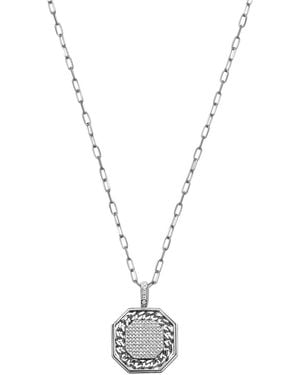 SHAY 18K Link Diamond Border Pendant Necklace - Metallic