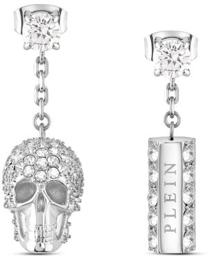 Philipp Plein Pendientes de acero inoxidable - Blanco