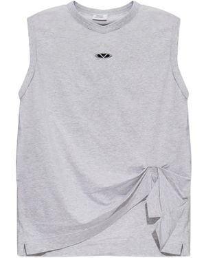 Vetements Embellished Tie-Detail T-Shirt - Grey